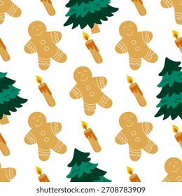 Christmas seamless pattern in hand draw style
