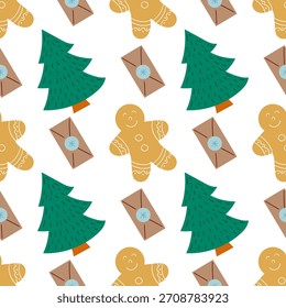 Christmas seamless pattern in hand draw style