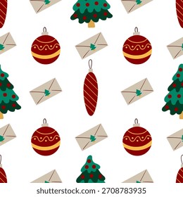 Christmas seamless pattern in hand draw style