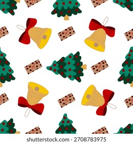 Natal padrão sem emenda no estilo de desenho de mão