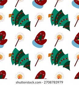 Christmas seamless pattern in hand draw style