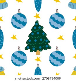 Christmas seamless pattern in hand draw style
