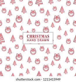 Christmas seamless pattern. Hand drawn pattern