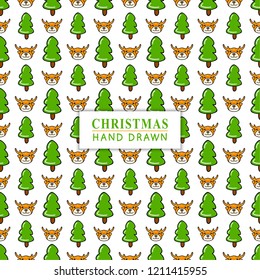 Christmas seamless pattern. Hand drawn pattern