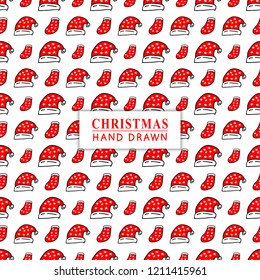 Christmas seamless pattern. Hand drawn pattern