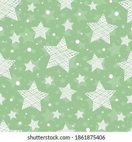 Christmas seamless pattern with hand drawn stars. Wrapping paper. Vector