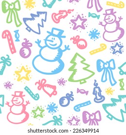 christmas seamless pattern with hand drawn elements
