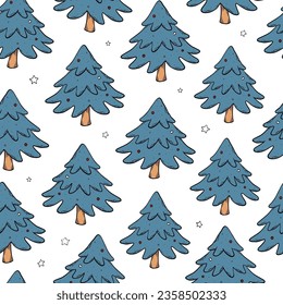 Christmas seamless pattern with hand drawn forest of christmas trees for wallpaper, scrapbooking, textile prints, wrapping paper, etc. EPS 10