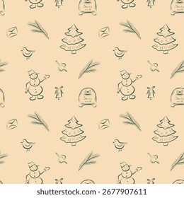 Christmas seamless pattern, hand drawn doodle pattern