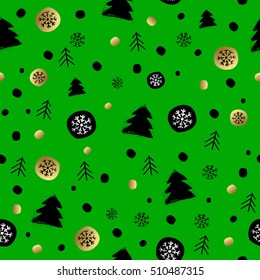 Christmas seamless pattern with hand drawn design elements. Vector illustration.
