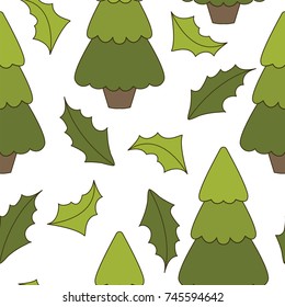 Christmas seamless pattern. Hand drawn background with doodle winter elements. Vector illustration.