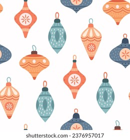 Christmas seamless pattern with hand-drawn balls