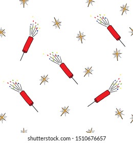 Christmas seamless pattern. Hand-drawn, holiday concept vector illustration. Suitable for paper, packaging, cover, background, design.