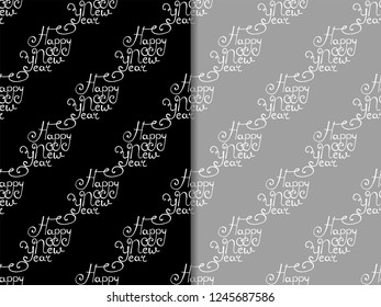 Christmas seamless pattern handwritten happy new year