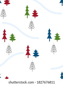 Weihnachten nahtloses Muster Happy New Year Trendy Abstrakt minimalen Hintergrund von Weihnachtsbäumen. Stoff, Papier, Tapete, Abdeckung.