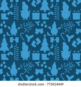 Christmas seamless pattern and Happy New Year winter holiday background decorative paper vector illustration. Festive textile xmas abstract wrapping greeting ornament.