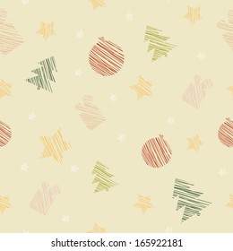 Christmas seamless pattern. Hatching elements. Christmas background, seamless tiling, great for wrapping paper pattern