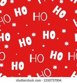 Christmas seamless pattern. Ho Ho Ho repeated design great for fabric, wrapping, textile. Red and white decoration. 