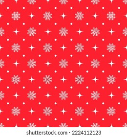 Patrón de Navidad sin fisuras. Fondo de vacaciones. Navidad, papel de envoltura de textura de Año Nuevo con copos de nieve y estrellas. Impresión textil geométrica festiva. Ilustración del vector