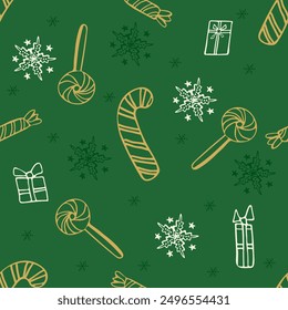 Christmas seamless pattern. Holiday background. Great for textile, fabric, wallpaper, wrapping, scrapbook and packaging