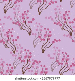 Christmas seamless pattern. Holiday Background with berry fruit. Doodle sprigs  print. Design for hiliday card, poster, fabric, textile.