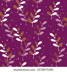 Christmas seamless pattern. Holiday Background with berry fruit. Doodle sprigs  print. Design for hiliday card, poster, fabric, textile.
