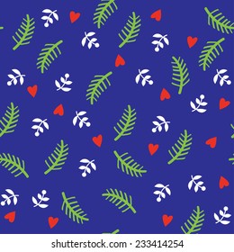Christmas seamless pattern. Holiday floral background.