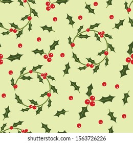 Christmas seamless pattern with holly