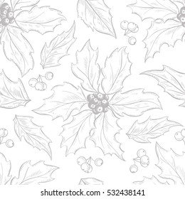 Christmas seamless pattern with holly