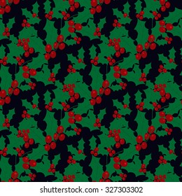 Christmas seamless pattern with Holly berry