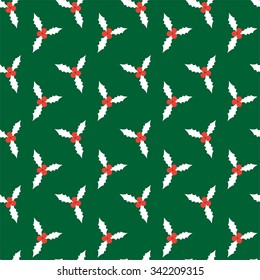 Christmas seamless pattern with holly berry. Vector background