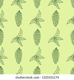 Christmas seamless pattern with holly and bumps