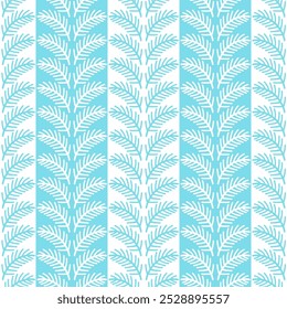 Christmas seamless pattern with holly leaves, Christmas tree branches, red berries and flower on blue background . Vector hand draw illustration for wrapping paper, greeting cards
