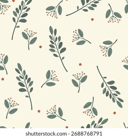 Navidades sin patrón con hojas de acebo y bayas sobre fondo blanco. Ilustración vectorial para papel de regalo.