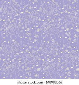 Christmas seamless pattern with horses