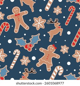 Christmas Seamless Pattern. Huge Christmas and New year Holiday Repeatable Pattern. Decorative Elements Texture for Wallpaper, Gift Wrapping paper, Card or Banner Template or Fabric Textile Prints.
