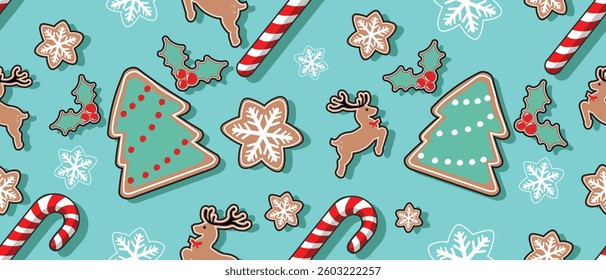 Christmas Seamless Pattern. Huge Christmas and New year Holiday Repeatable Pattern. Decorative Elements Texture for Wallpaper, Gift Wrapping paper, Card or Banner Template or Fabric Textile Prints.