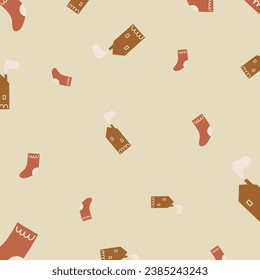 Christmas seamless pattern with christmas icon on colorful background. For christmas wrapping paper, greeting cards and fabric.