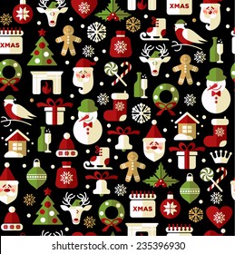 Christmas seamless pattern of icons.