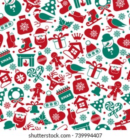 Christmas seamless pattern of icons.