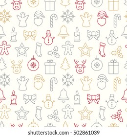 christmas seamless pattern icons background