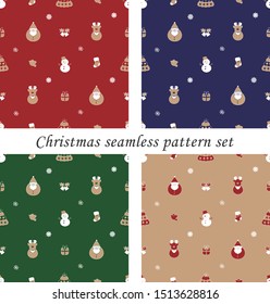 Christmas seamless pattern illustration 4 set.  