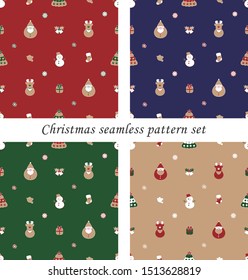 Christmas seamless pattern illustration 4 set.  