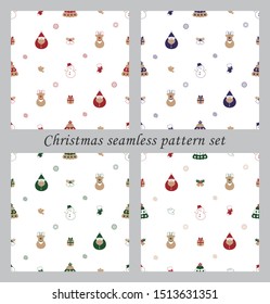 Christmas seamless pattern illustration 4 set.  