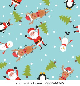 Christmas Seamless Pattern Illustration of happy, winter