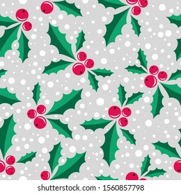 Christmas seamless pattern with the image of mistletoe. Vector illustration. New Year