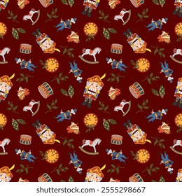 Christmas seamless pattern with the image of a Nutcracker