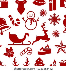Christmas seamless pattern isolated on white. Vector stock illuctration. EPS 10