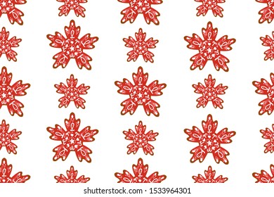 Christmas seamless pattern with kawaii, texture for christmas gingerbread cookies with icing for textile, scrapbook, wrapping paper, new year decoration vector