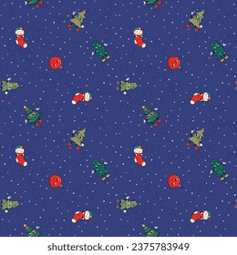 Patrón de Navidad sin fisuras. Árboles de Navidad de Kawaii. Diseño para tela, textil, papel pintado, embalaje.